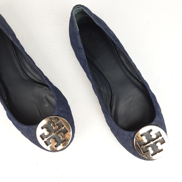 Tory Burch Shoes - Tory Burch Reva Quinn Quilted Denim Ballet Flats